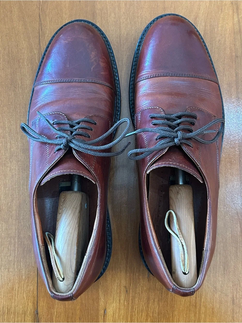 Vintage Johnston & Murphy Handcrafted in Italy Cap Toe Oxfords Brown Size 11.5